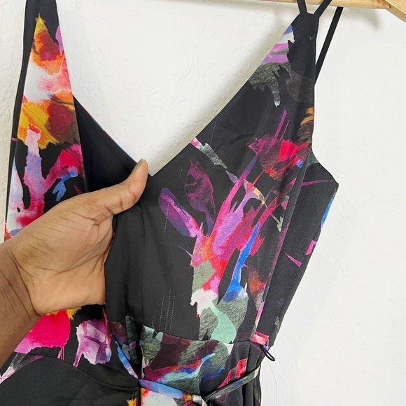 Aidan Mattox Printed Satin Wrap-Front Gown - Picture 6 of 10